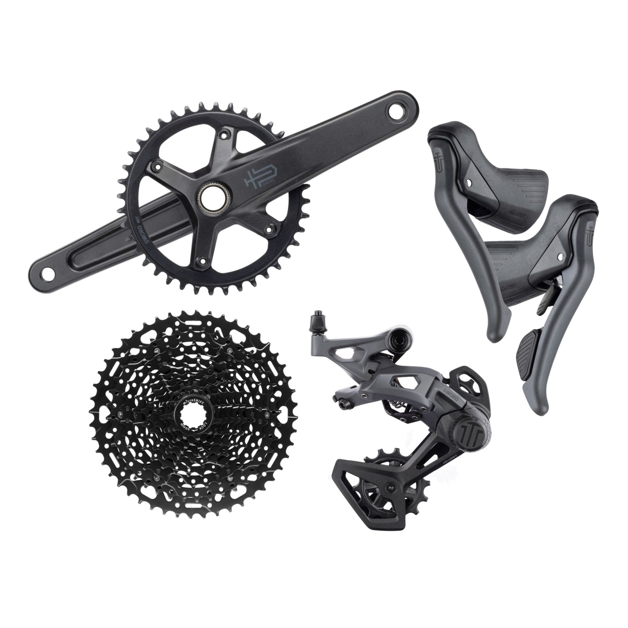 microshift gravel bike groupset microSHIFT SWORD Adventure Groupset, 1x10, w/ Crankset