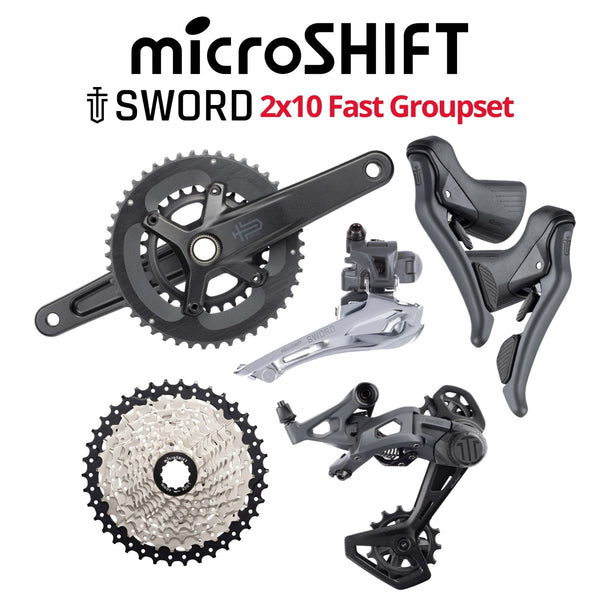 microSHIFT SWORD Fast Groupset, 2x10, w/ Crankset | Bikecomponents.ca