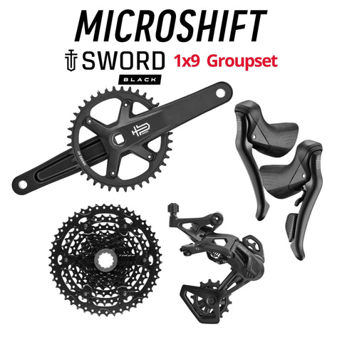 microSHIFT SWORD Black Groupset, 1x9, with Crankset