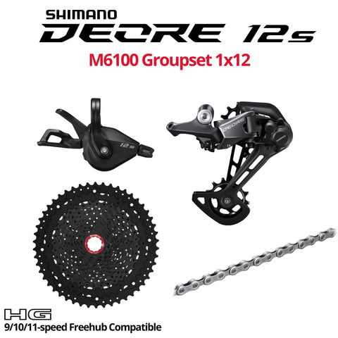 Shimano Deore 12s M6100 Groupset, 1x12, w/o crankset - HG 9/10/11s Freehub Compatible - Bikecomponents.ca