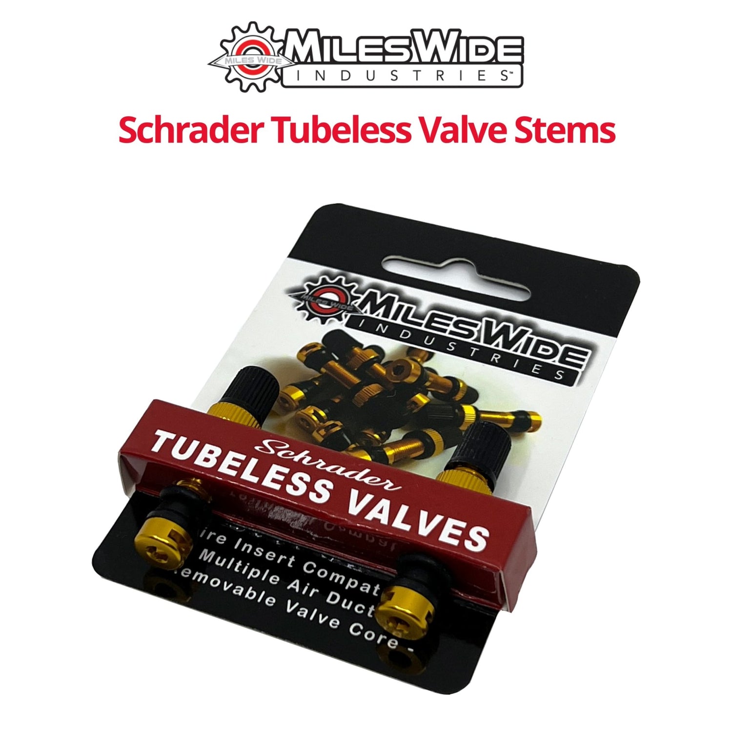 I72 Black Tubeless Valve Stems – 40mm Schrader For MTB & Road Bikes – Pair With Core Tool