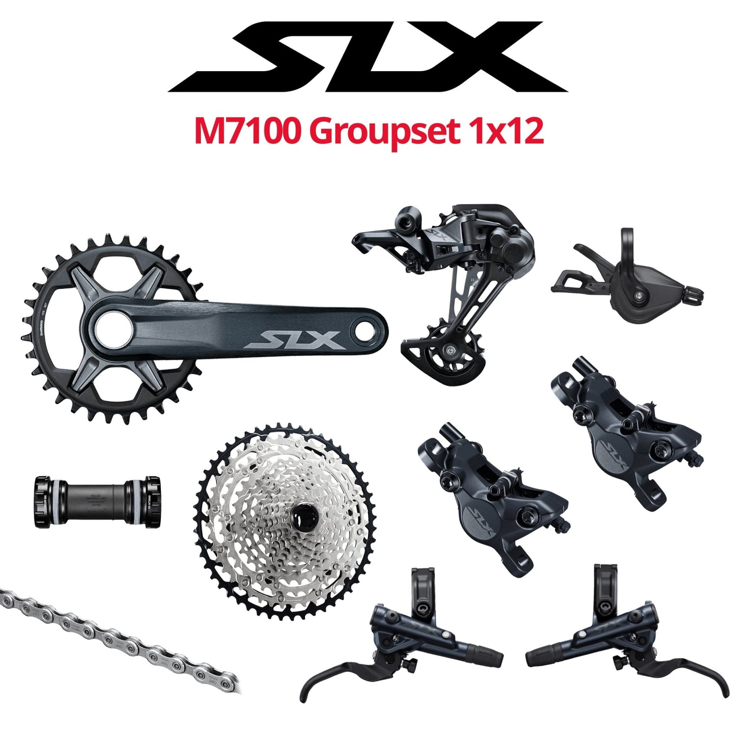 Shimano SLX M7100 Groupset w crankset 2 piston brakes